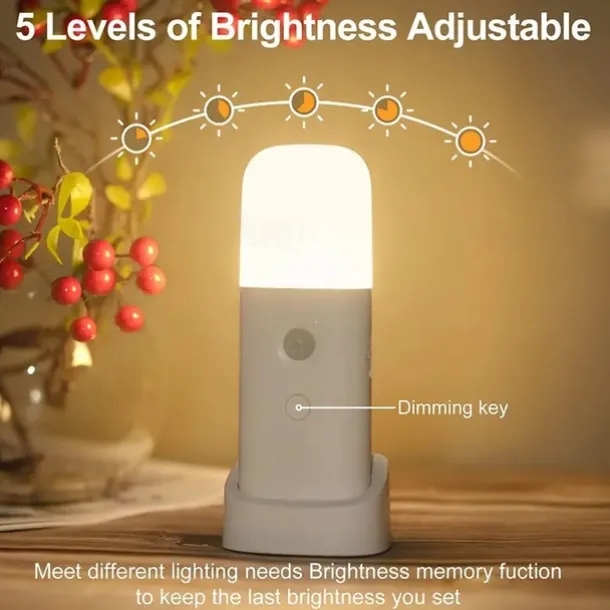 LED Motion Sensor Night Light USB Rechargeable Dimmable LED Light Portable Motion Activated Night Lamp For Living Room Bedroom Hallway Lighting