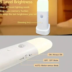 LED Motion Sensor Night Light USB Rechargeable Dimmable LED Light Portable Motion Activated Night Lamp For Living Room Bedroom Hallway Lighting