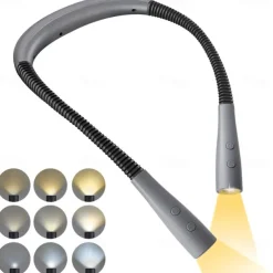 LED Neck Reading Light, Book Light for Reading in Bed, 3 Colors, 5 Brightness Levels, Bendable Arms, Rechargeable, Long Lasting, Perfect for Reading, Knitting, Camping, Repairing