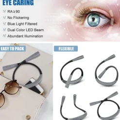 LED Neck Reading Light, Book Light for Reading in Bed, 3 Colors, 5 Brightness Levels, Bendable Arms, Rechargeable, Long Lasting, Perfect for Reading, Knitting, Camping, Repairing