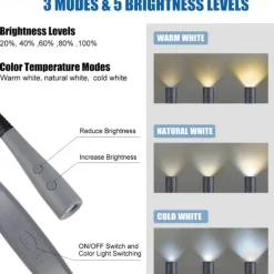 LED Neck Reading Light, Book Light for Reading in Bed, 3 Colors, 5 Brightness Levels, Bendable Arms, Rechargeable, Long Lasting, Perfect for Reading, Knitting, Camping, Repairing