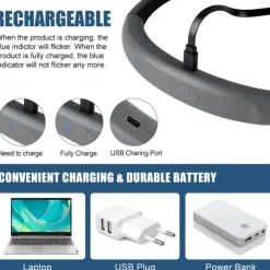 LED Neck Reading Light, Book Light for Reading in Bed, 3 Colors, 5 Brightness Levels, Bendable Arms, Rechargeable, Long Lasting, Perfect for Reading, Knitting, Camping, Repairing