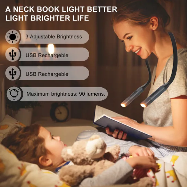 LED Neck Reading Light High Quality USB Reading Lamp Neck Book Light Rechargeable HandsFree Portable LED Reading Light For Camping Repairing Lighting