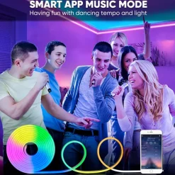 LED Neon RGB Light Strip 3M-30M with Bluetooth & APP Control, Waterproof IP65 Music Sync Multi-Color Flexible Strip for Home, Garden, Building Decor AC220V