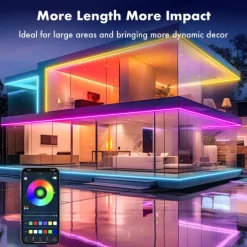 LED Neon RGB Light Strip 3M-30M with Bluetooth & APP Control, Waterproof IP65 Music Sync Multi-Color Flexible Strip for Home, Garden, Building Decor AC220V