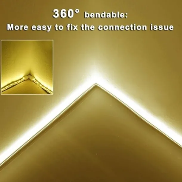 LED Neon Rope Lights 5M 16.4Ft, 12V Flexible IP65 Waterproof Silicone Neon Strip Lights, Ideal for Bedroom, Kitchen, Indoor/Outdoor Decoration (Power Adapter Not Included)