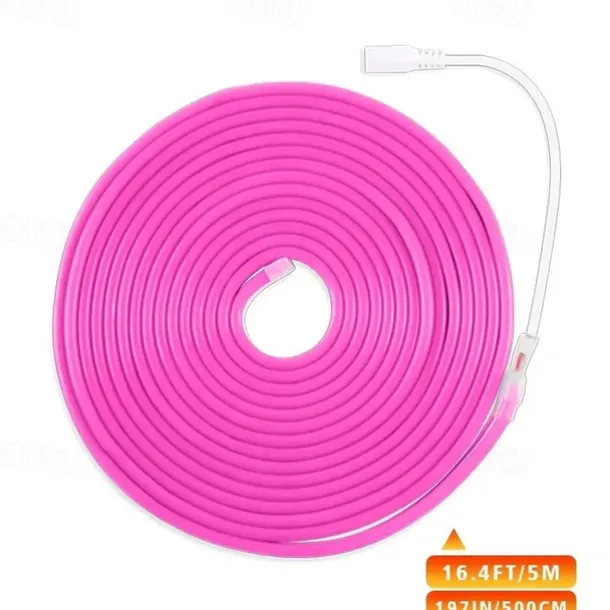 LED Neon Rope Lights 5M 16.4Ft, 12V Flexible IP65 Waterproof Silicone Neon Strip Lights, Ideal for Bedroom, Kitchen, Indoor/Outdoor Decoration (Power Adapter Not Included)