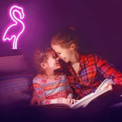 LED Neon Signs for Girls Room Decor Neon Signs Wall Light Desk Lamps Battery USB Operation Night Lights with Pedestal Pink Bar Bedroom Party Christmas
