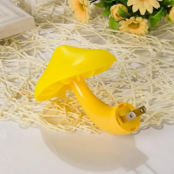 LED Night Light Mushroom Wall Socket Lamp EU US Plug Warm White Light-control Sensor Bedroom Light Home Decoration