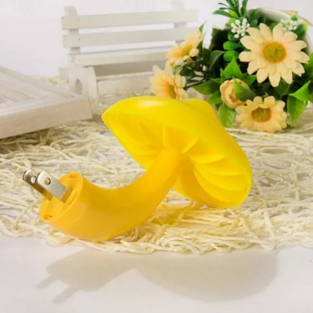 LED Night Light Mushroom Wall Socket Lamp EU US Plug Warm White Light-control Sensor Bedroom Light Home Decoration