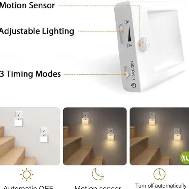 LED Night Light Smart Motion Sensor Dimmable Emergency Lamp White Warm Lamp Bedroom Living Room Study Bedside Kitchen Light