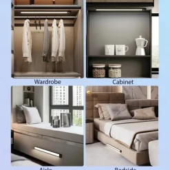 LED Night Lights Motion Sensor USB Rechargeable Ultra-Thin Kitchen Cabinet Closet Lamp PIR Motion Sensor Wireless Night Lamp Bedroom Corridor Passageway Dormitory Lighting