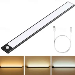 LED Night Lights Motion Sensor USB Rechargeable Ultra-Thin Kitchen Cabinet Closet Lamp PIR Motion Sensor Wireless Night Lamp Bedroom Corridor Passageway Dormitory Lighting