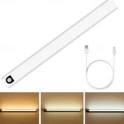 LED Night Lights Motion Sensor USB Rechargeable Ultra-Thin Kitchen Cabinet Closet Lamp PIR Motion Sensor Wireless Night Lamp Bedroom Corridor Passageway Dormitory Lighting