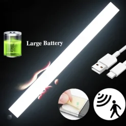 LED Night Lights Motion Sensor USB Rechargeable Ultra-Thin Kitchen Cabinet Closet Lamp PIR Motion Sensor Wireless Night Lamp Bedroom Corridor Passageway Dormitory Lighting