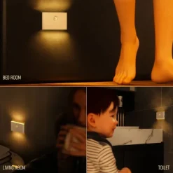LED Night Lights Motion Sensor USB Rechargeable Linkage Induction Wireless Night Light Kitchen Cabinet Corridor Night Lamp for Bedroom Home Staircase Passageway Lighting