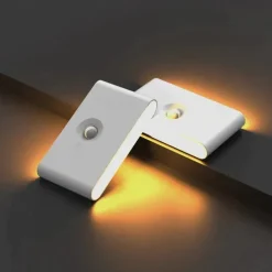 LED Night Lights Motion Sensor USB Rechargeable Linkage Induction Wireless Night Light Kitchen Cabinet Corridor Night Lamp for Bedroom Home Staircase Passageway Lighting