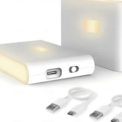 LED Night Lights Motion Sensor, USB Rechargeable Wireless Night Light Kitchen Cabinet Corridor Night Step Lights for Bathroom,Hallway, Bedroom, Kids Room, Kitchen and Stairway 1/2/3pcs