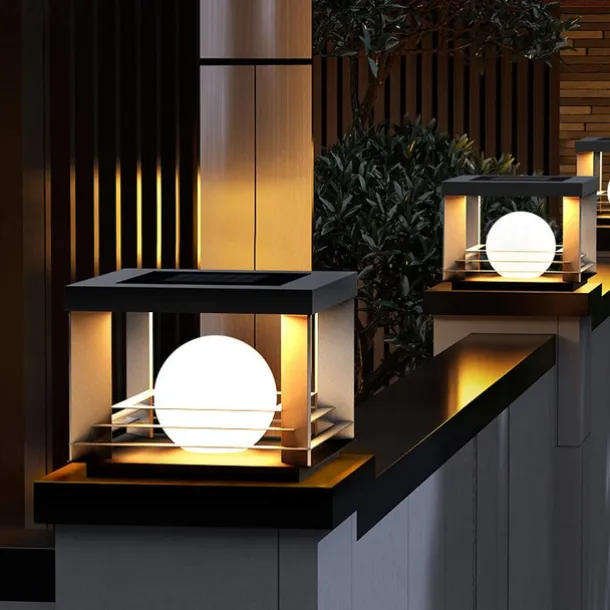 LED Outdoor Post Lights Warm White 30cm 1-Light Modern Wall Sconce Black Square Metal Pillar Light E26/E27 for Patio Garden Entrance Pathway Light 110-240V