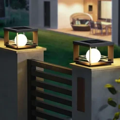 LED Outdoor Post Lights Warm White 30cm 1-Light Modern Wall Sconce Black Square Metal Pillar Light E26/E27 for Patio Garden Entrance Pathway Light 110-240V