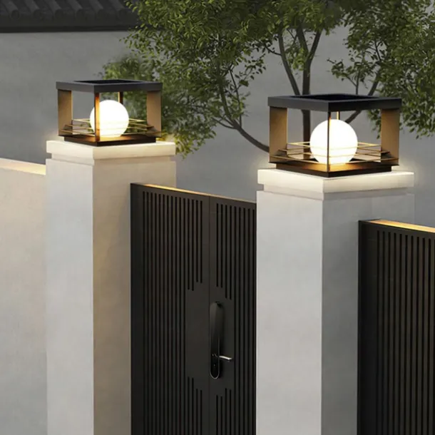 LED Outdoor Post Lights Warm White 30cm 1-Light Modern Wall Sconce Black Square Metal Pillar Light E26/E27 for Patio Garden Entrance Pathway Light 110-240V