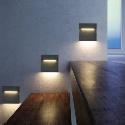 LED Outdoor Wall Lamp Step Lights IP65 Waterproof 3000K Warm White Dimmable LED Stair Lights Indoor, Aluminum ORB Finish ETL Listed