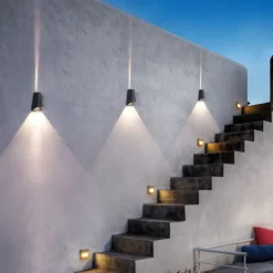 LED Outdoor Wall Lamp 6W with Motion Sensor IP65 Waterproof Light Control Suitable for Bathroom Garage Fence Deck Courtyard 110-240V