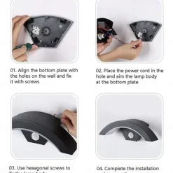 LED Outdoor Wall Lamp 24W with Motion Sensor IP65 Waterproof Light Control Suitable for Bathroom Garage Fence Deck Courtyard AC85-265V