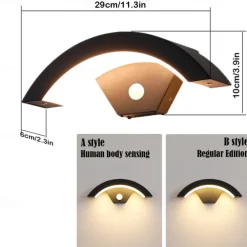 LED Outdoor Wall Lamp 24W with Motion Sensor IP65 Waterproof Light Control Suitable for Bathroom Garage Fence Deck Courtyard AC85-265V