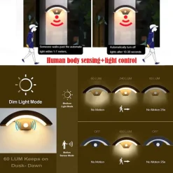 LED Outdoor Wall Lamp 24W with Motion Sensor IP65 Waterproof Light Control Suitable for Bathroom Garage Fence Deck Courtyard AC85-265V