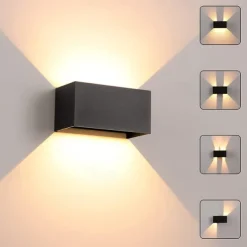 LED Outdoor Wall Lamp 12/24W with Motion Sensor IP65 Waterproof Light Control Suitable for Bathroom Garage Fence Deck Courtyard 110-240V