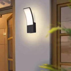 LED Outdoor Wall Light 12W Arc Modern Outdoor Wall Light Waterproof IP65 Steady on Outdoor Black Wall Light Suitable for Outdoor Porch Courtyard Garden Bathroom Bedroom 85-265V