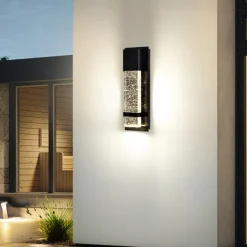 LED Outdoor Wall Light Warm White 20W Villa Exterior Wall Lamp Exterior Wall Sconce Light Fixture with Seeded Glass Shade Socket Waterproof Wall Mount Light for Porch Doorway Garag 110-240V