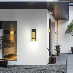 LED Outdoor Wall Light Warm White 20W Villa Exterior Wall Lamp Exterior Wall Sconce Light Fixture with Seeded Glass Shade Socket Waterproof Wall Mount Light for Porch Doorway Garag 110-240V