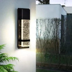 LED Outdoor Wall Light Warm White 20W Villa Exterior Wall Lamp Exterior Wall Sconce Light Fixture with Seeded Glass Shade Socket Waterproof Wall Mount Light for Porch Doorway Garag 110-240V