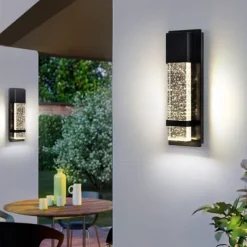 LED Outdoor Wall Light Warm White 20W Villa Exterior Wall Lamp Exterior Wall Sconce Light Fixture with Seeded Glass Shade Socket Waterproof Wall Mount Light for Porch Doorway Garag 110-240V