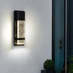 LED Outdoor Wall Light Warm White 20W Villa Exterior Wall Lamp Exterior Wall Sconce Light Fixture with Seeded Glass Shade Socket Waterproof Wall Mount Light for Porch Doorway Garag 110-240V