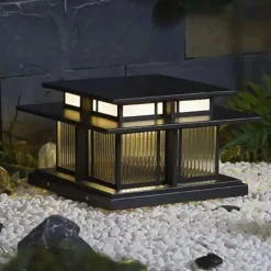 LED Outdoor Wall Light Warm White 35/42cm 1-Light Chinese Style Column Lights Waterproof Patio Post Lights E27 Clear Acrylic Post Lamp 110-240V