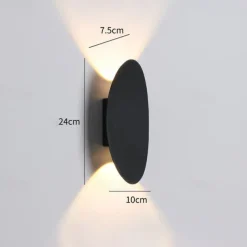 LED Outdoor Wall Lights 2-Color Light Source Simple Round Vintage IP65 Waterproof 6W Balcony Bedside Wall Lamp Modern Decoration 85-265V