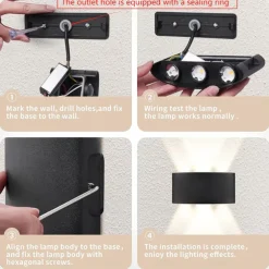 LED Outdoor Wall Lights 8W LED Aluminum Wall Lamp Sconce Indoor Up Down IP65 Waterproof White Black Modern for Patio Garden Stairs Bedroom Aisle Pathway Bathroom Light