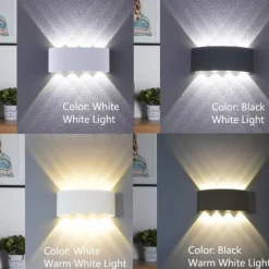 LED Outdoor Wall Lights 8W LED Aluminum Wall Lamp Sconce Indoor Up Down IP65 Waterproof White Black Modern for Patio Garden Stairs Bedroom Aisle Pathway Bathroom Light