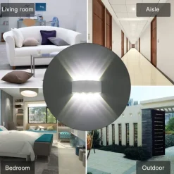 LED Outdoor Wall Lights 8W LED Aluminum Wall Lamp Sconce Indoor Up Down IP65 Waterproof White Black Modern for Patio Garden Stairs Bedroom Aisle Pathway Bathroom Light