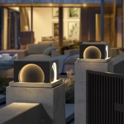 LED Outdoor Wall Lights Warm White Post Cap Lights Square Fence Pillar Lamp Modern Column Lights IP65 Waterproof Fence Gate Cap Light Lantern Head Lamp Patio Villa Park Decor Deck Stigma Light
