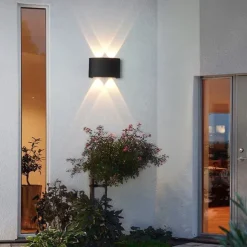 LED Outdoors Wall Lamp 2W 4W Up/Down Lighting Indoor Double-Head Curved Waterproof IP65 Wall Lamp Modern Bedroom Lamp Warm White Light AC85-265V