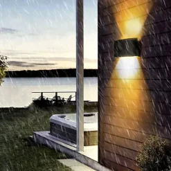 LED Outdoors Wall Lamp 2W 4W Up/Down Lighting Indoor Double-Head Curved Waterproof IP65 Wall Lamp Modern Bedroom Lamp Warm White Light AC85-265V