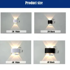 LED Outdoors Wall Lamp 2W 4W Up/Down Lighting Indoor Double-Head Curved Waterproof IP65 Wall Lamp Modern Bedroom Lamp Warm White Light AC85-265V