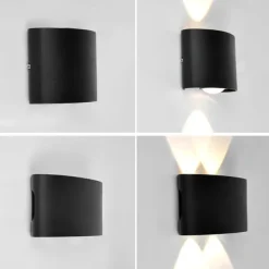 LED Outdoors Wall Lamp 2W 4W Up/Down Lighting Indoor Double-Head Curved Waterproof IP65 Wall Lamp Modern Bedroom Lamp Warm White Light AC85-265V