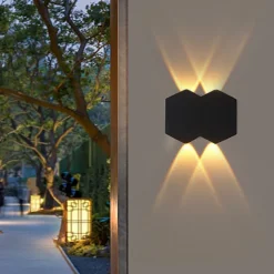 LED Outdoors Wall Lamp 2W 4W 6W 8W Up/Down Lighting Indoor Double-Head Curved Waterproof IP65 Wall Lamp Modern Bedroom Lamp AC85-265V
