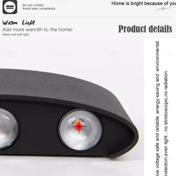 LED Outdoors Wall Lamp 2W 4W Up/Down Lighting Indoor Double-Head Curved Waterproof IP65 Wall Lamp Modern Bedroom Lamp Warm White Light AC85-265V