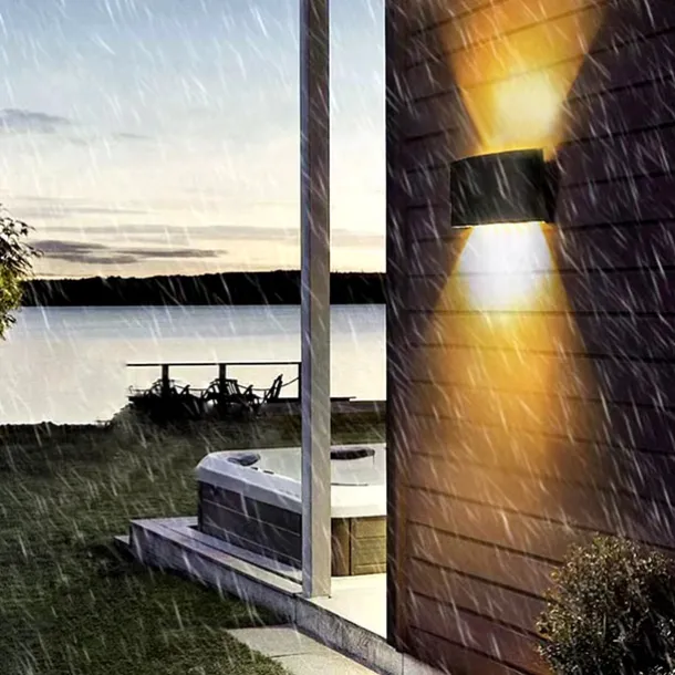 LED Outdoors Wall Lamp 2W 4W Up/Down Lighting Indoor Double-Head Curved Waterproof IP65 Wall Lamp Modern Bedroom Lamp Warm White Light AC85-265V